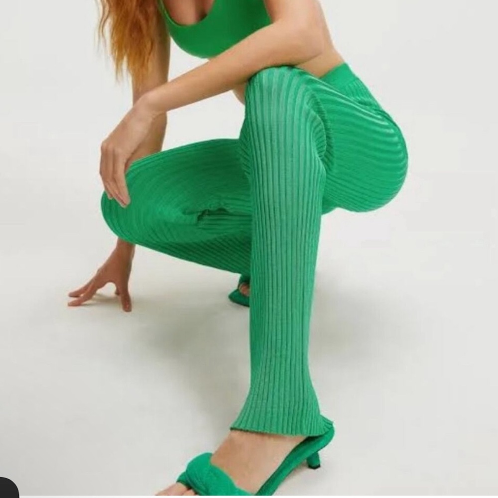 Good American green knit pants size 3/4